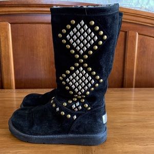 New.  Studded black zip up tall Uggs - size 7.